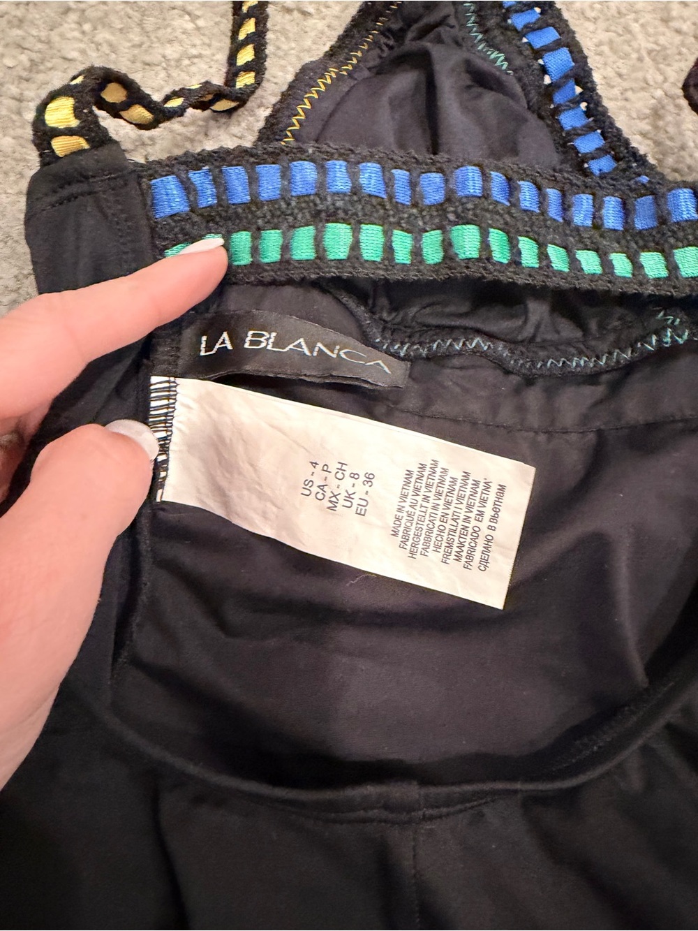 La Blanca Black One-Piece Swimsuit with Multicolor Trim - Picture 2 of 3